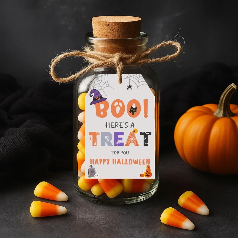 llyinglpdec 50PCS Halloween Paper Tags with String, 2.2"x3.3" Boo Treat Tags for Candy Bags, Pumpkin Cat Bat Design, Party Favor for Halloween Decorations - Image 4